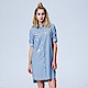 Lee 條紋貼布長袖襯衫式洋裝-藍條紋 product thumbnail 1