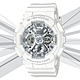 CASIO 卡西歐 G-SHOCK WOMEN 夏日海濱度假 全白閃耀圓形雙顯錶 GMA-S120VA-7A product thumbnail 1