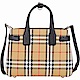 BURBERRY The Banner Vintage 小型 格紋拼接手提斜背包(黑色) product thumbnail 1