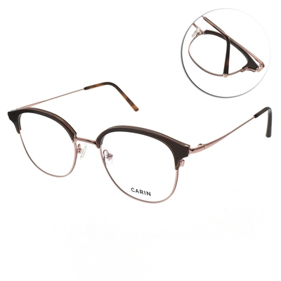CARIN 眉型橢圓框 光學眼鏡/透深棕 玫瑰金#ALEX B C1