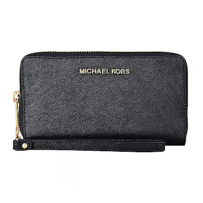 MK MICHAEL KORS JET SET 防刮牛皮手拿中夾(黑)