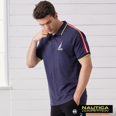 Nautica 男裝 COMPETITION雙肩撞色短袖POLO衫- 深藍