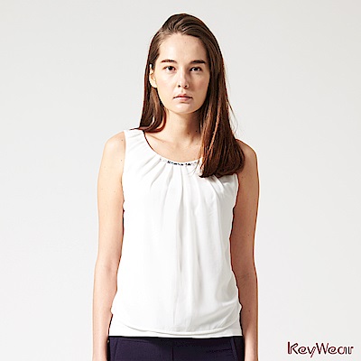 KeyWear奇威名品     100%純棉時尚無袖背心-白色