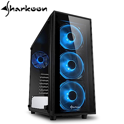 Sharkoon 旋剛 炫彩者 藍 鋼化玻璃透側 ATX 電腦機殼