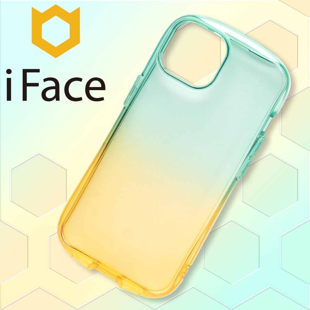 日本 iFace iPhone 14 Look in Clear Lolly 抗衝擊透色糖果保護殼 - 杏黃森綠色