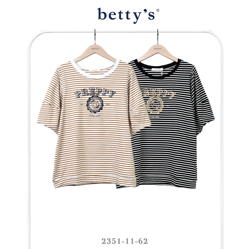 betty’s貝蒂思　PREPPY印花刺繡橫條紋T-shirt(共二色)