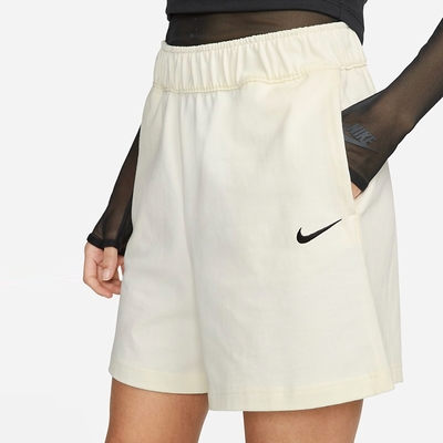 NIKE AS W NSW JRSY SHORT女休閒運動短褲-白-DM6729133