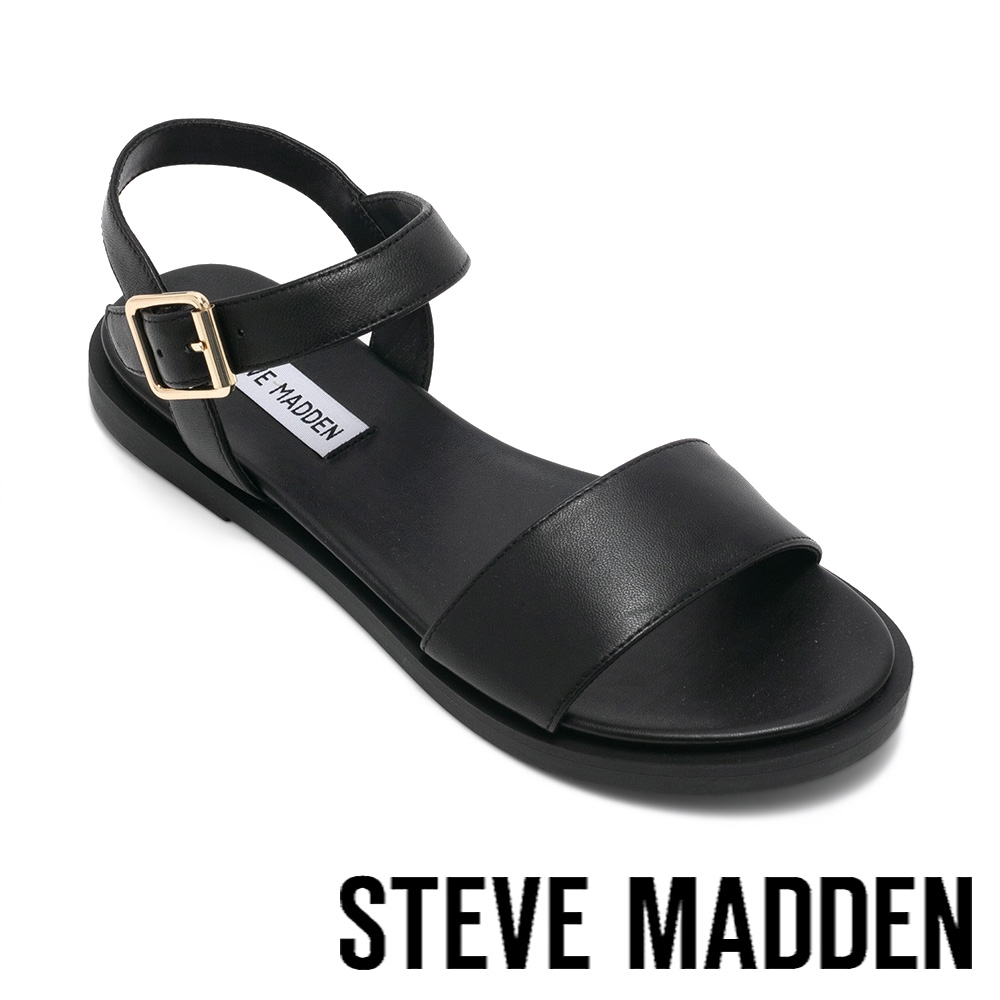 STEVE MADDEN-BELMONTE 一字帶素面涼拖鞋-黑色
