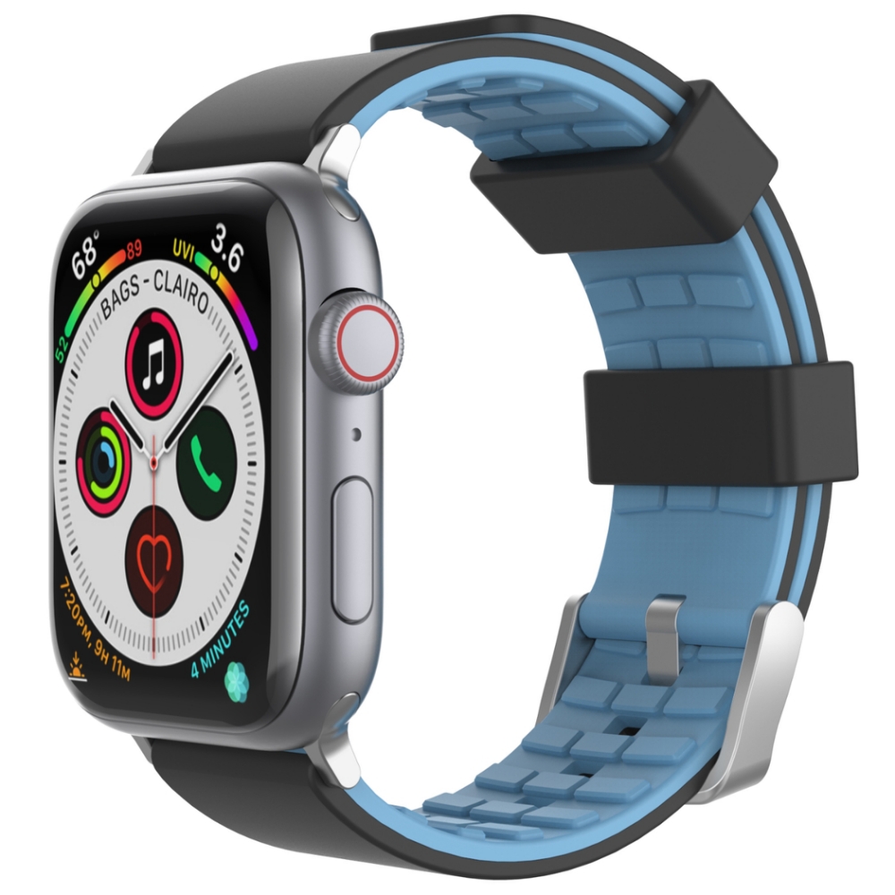 AHAStyle Apple Watch S1~S8 簡約休閒風格 矽膠撞色錶帶(42/44/45mm)
