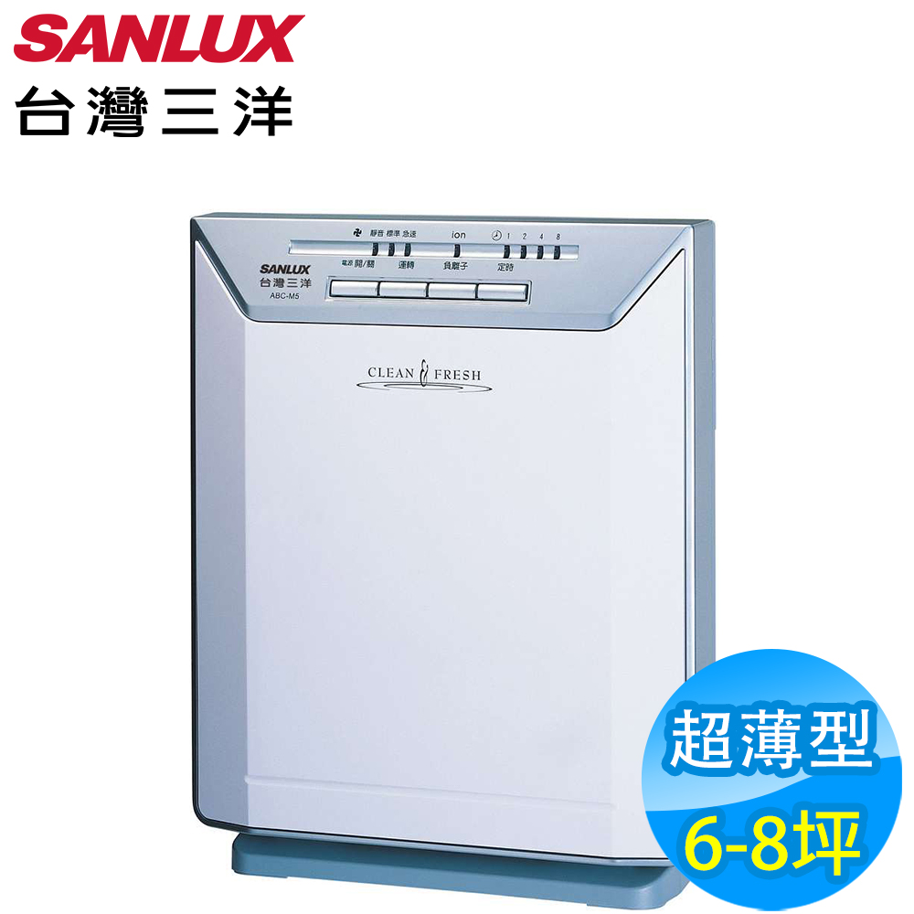 SANLUX台灣三洋 6-8坪 負離子超薄型空氣清淨機 ABC-M5