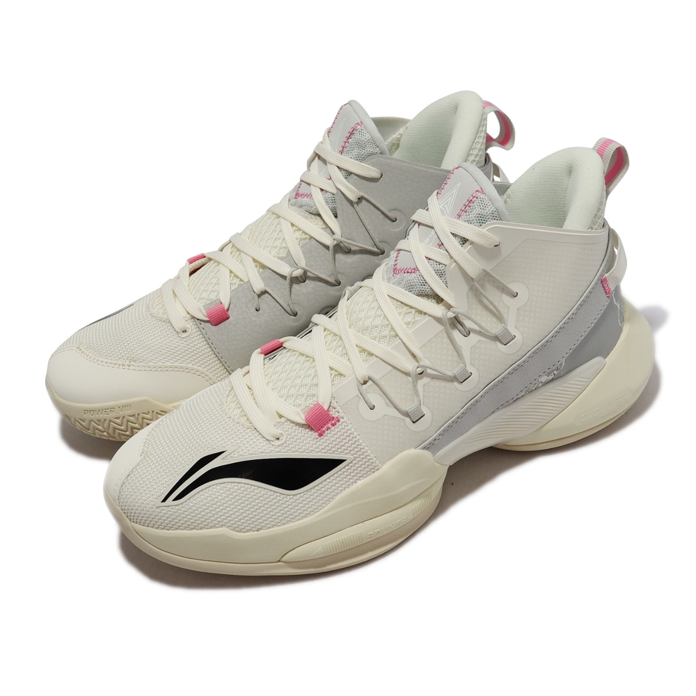 Li Ning 李寧 空襲VIII Power VIII V2 籃球鞋 男鞋 香草白 南極灰 雙緩震 回彈 支撐 ABPS0011