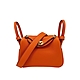 Hermes Mini Lindy 19cm 牛皮轉釦手提/肩背兩用包(93橘/金釦) product thumbnail 1