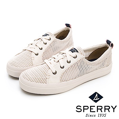 SPERRY 個性網格輕量休閒鞋-(女)-白色