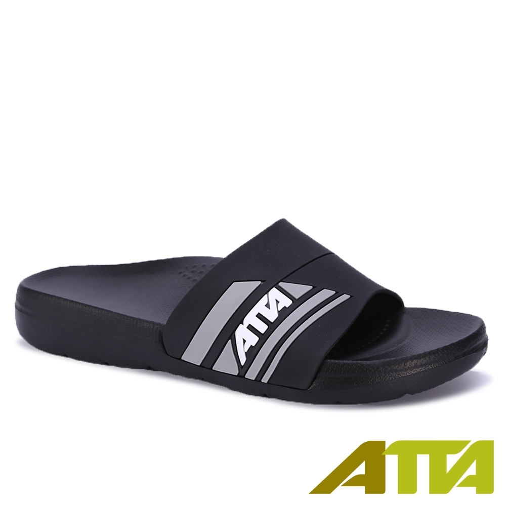 ATTA 運動風圖紋室外拖鞋-黑色