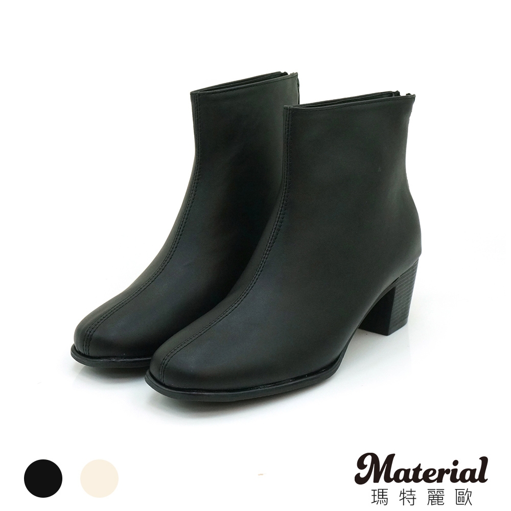Material瑪特麗歐【全尺碼23-27】女鞋 靴子 MIT簡約素面拉鍊短靴 T3895