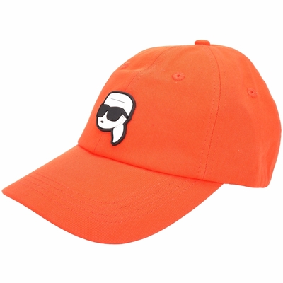KARL LAGERFELD K/IKONIK 卡爾老佛爺矽膠標誌棉質棒球帽(橘紅色)