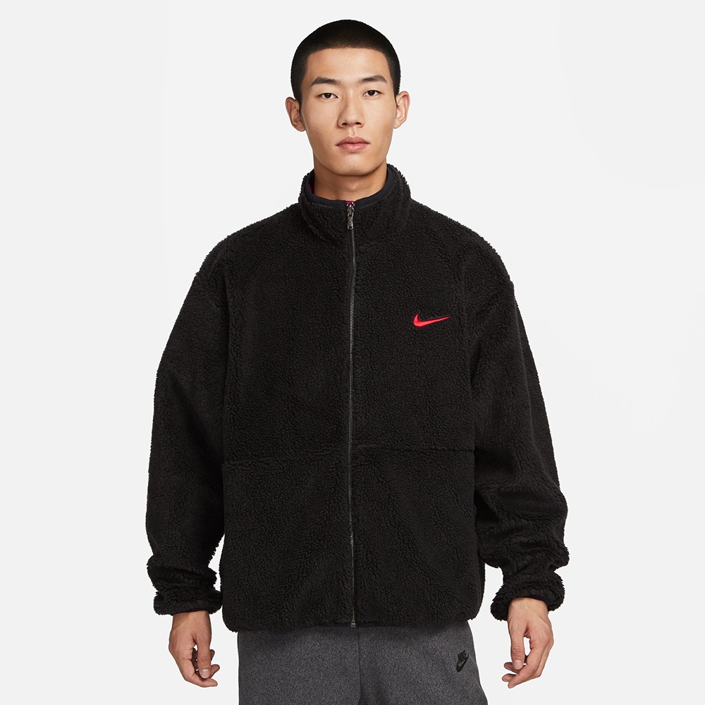 NIKE 外套男款立領外套毛毛外套運動AS M NK WINTER TOP REV 黑