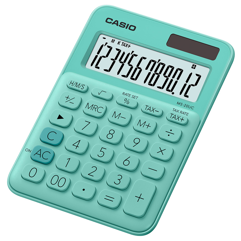 CASIO 12位元甜美馬卡龍色系攜帶型計算機(MS-20UC-GN)薄荷綠