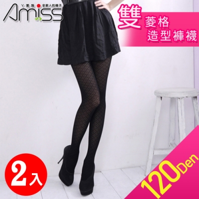 Amiss 120D雙菱格造型褲襪2入組(3204-18)