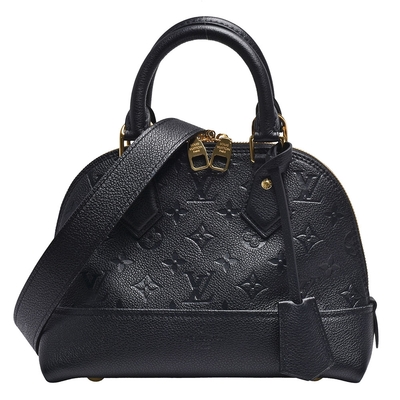 LV Louis Vuitton路易威登 M44829 經典NEO ALMA BB Empreinte牛皮手提/斜背包(迷你-黑)