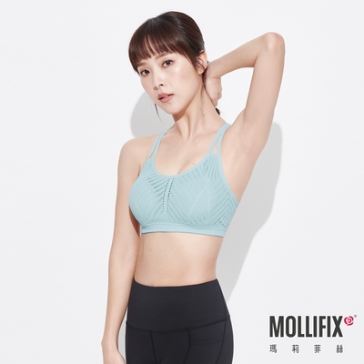 Mollifix 瑪莉菲絲 A++活力自在雙肩帶舒適BRA (淺藍)瑜珈服、無鋼圈、開運內衣、暢貨出清