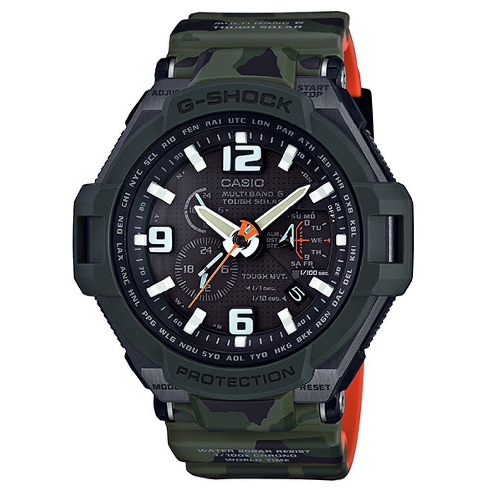 G-SHOCK帥氣軍事迷彩風格設計飛行電波腕錶(GW-4000SC-3A)-50.4mm