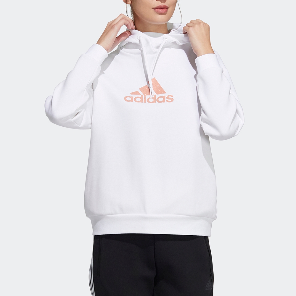 adidas 上衣 女 長袖上衣 運動 帽T FI W SWT HOOD 白 HB7360