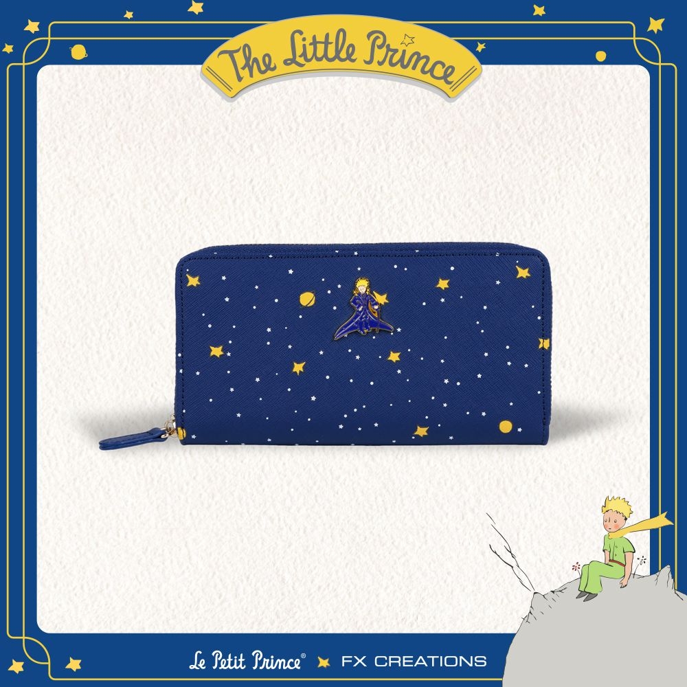 『官方正品』【小王子Le Petit Prince聯名款】閃耀星空系列 真皮拉鏈長夾-星空藍 LPPW76035-98