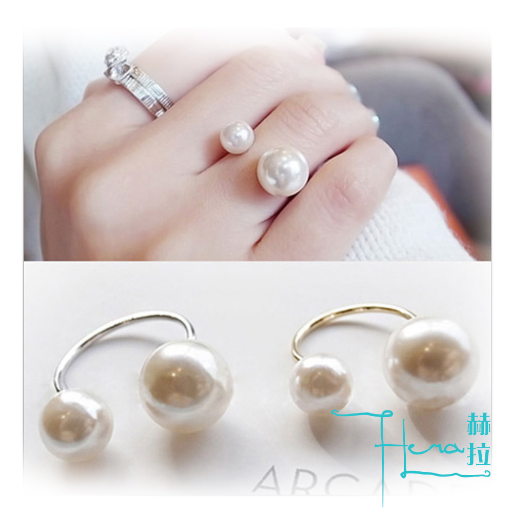 【Hera 赫拉】 韓國熱賣手飾 優雅淑女款式 U形珍珠 戒指
