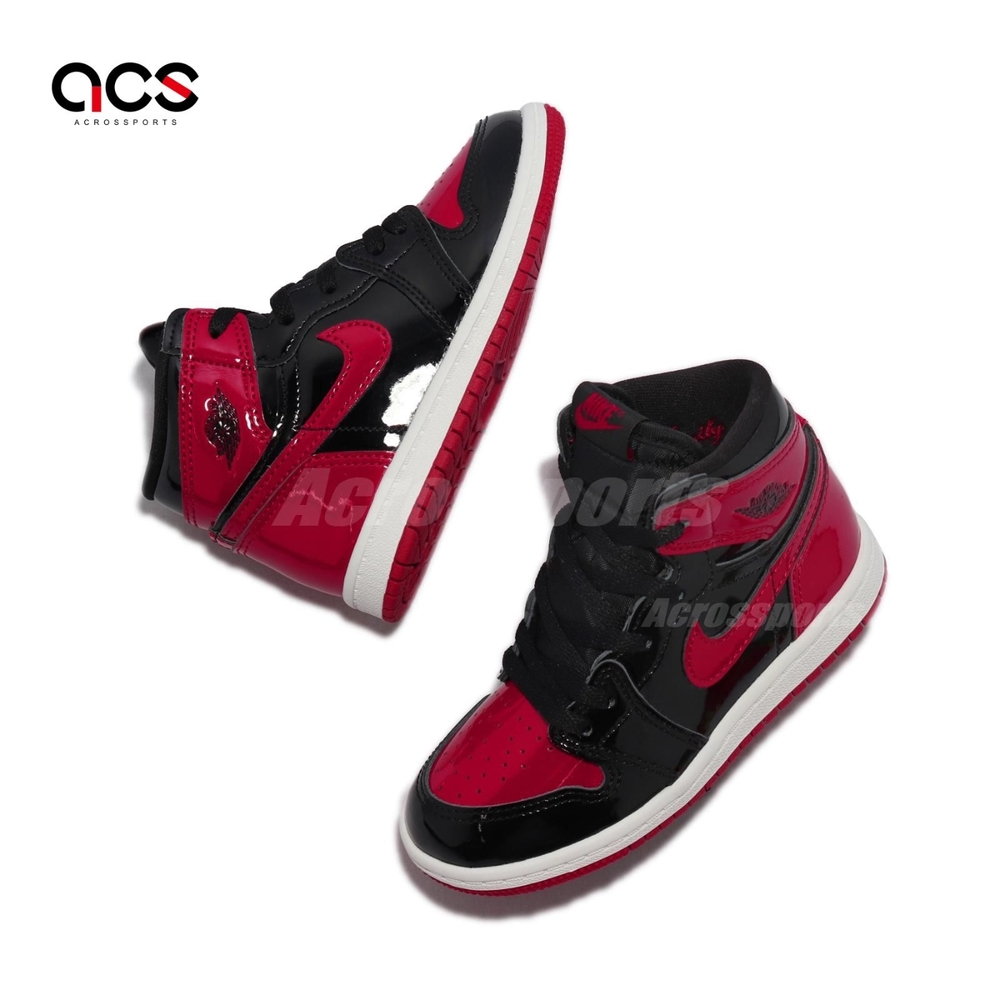 Nike Jordan 1 Retro High OG 童鞋經典款復刻喬丹一代漆皮小童穿搭黑紅