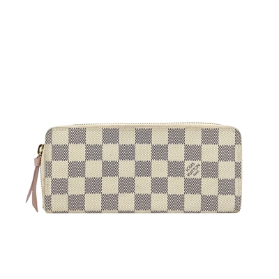 二手品 Louis Vuitton Clemence 帆布窄版拉鍊長夾(白)