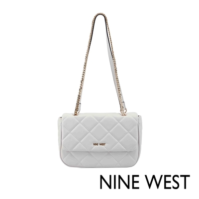 NINE WEST MIRABELLA 菱格掀蓋斜背包-白色(512326)