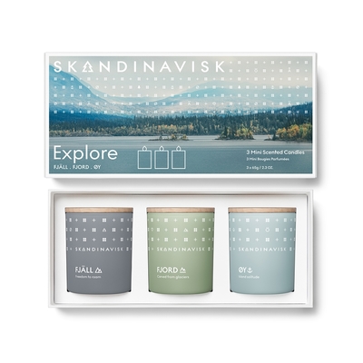 【丹麥 Skandinavisk】香氛蠟燭 EXPLORE 65g (3入禮盒組) - FJÅLL 自由漫步, FJORD 風之耳語, ØY 小島時光