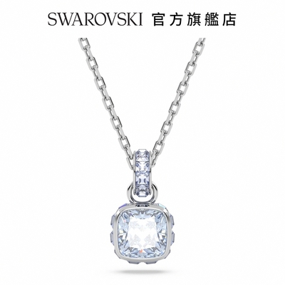 SWAROVSKI 施華洛世奇 Birthstone 鏈墜 方形切割 鍍白金色 三月藍色