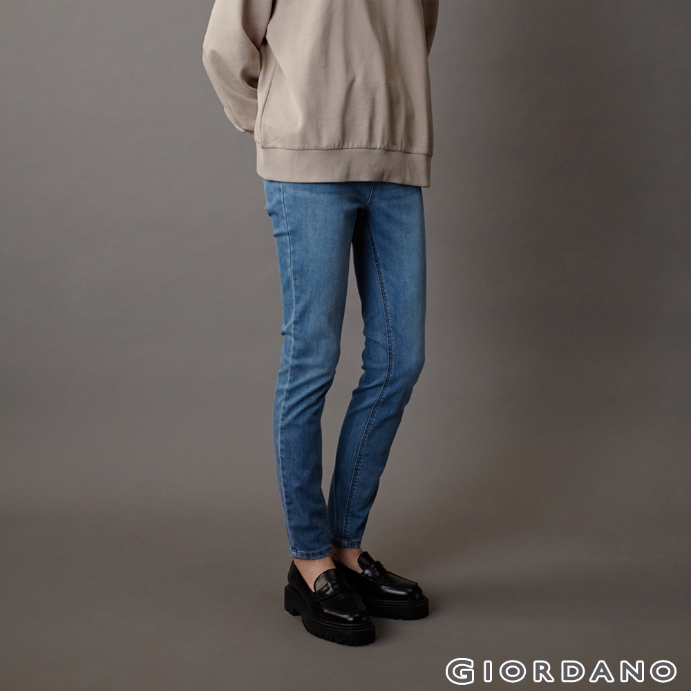 GIORDANO 女裝高彈力高腰貼身牛仔褲 - 28 淺藍