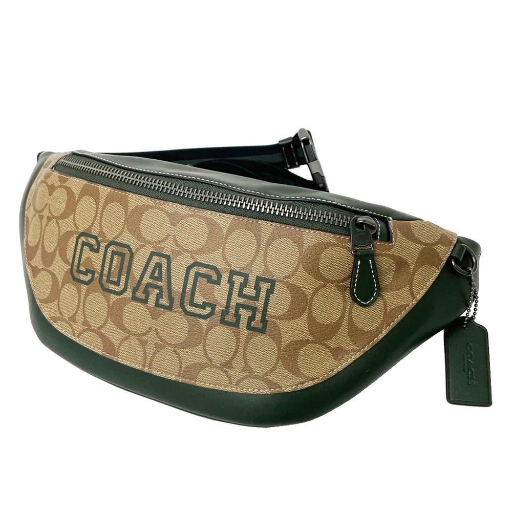 COACH 男款C LOGO胸前包/腰包/單肩斜背包(福利品-焦糖/藤綠)