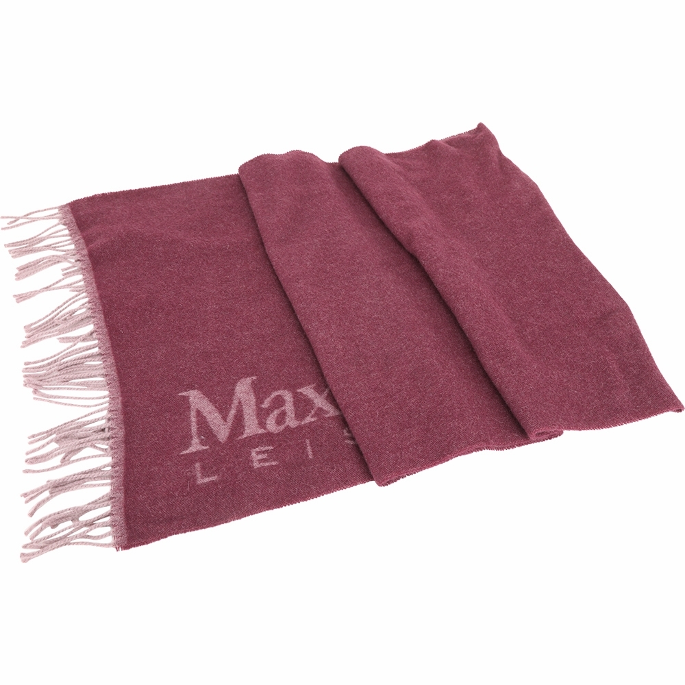 MAX MARA-Leisure TALCO 字母流蘇羊毛混紡酒紅圍巾 披肩(185x50)
