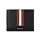 BALLY TEVYE銀字LOGO牛皮紅白條紋6卡短夾(黑) product thumbnail 1