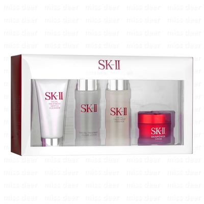 SK-II 旅行四件組(潔面乳+化妝水+青春露+活膚霜)-國際航空版