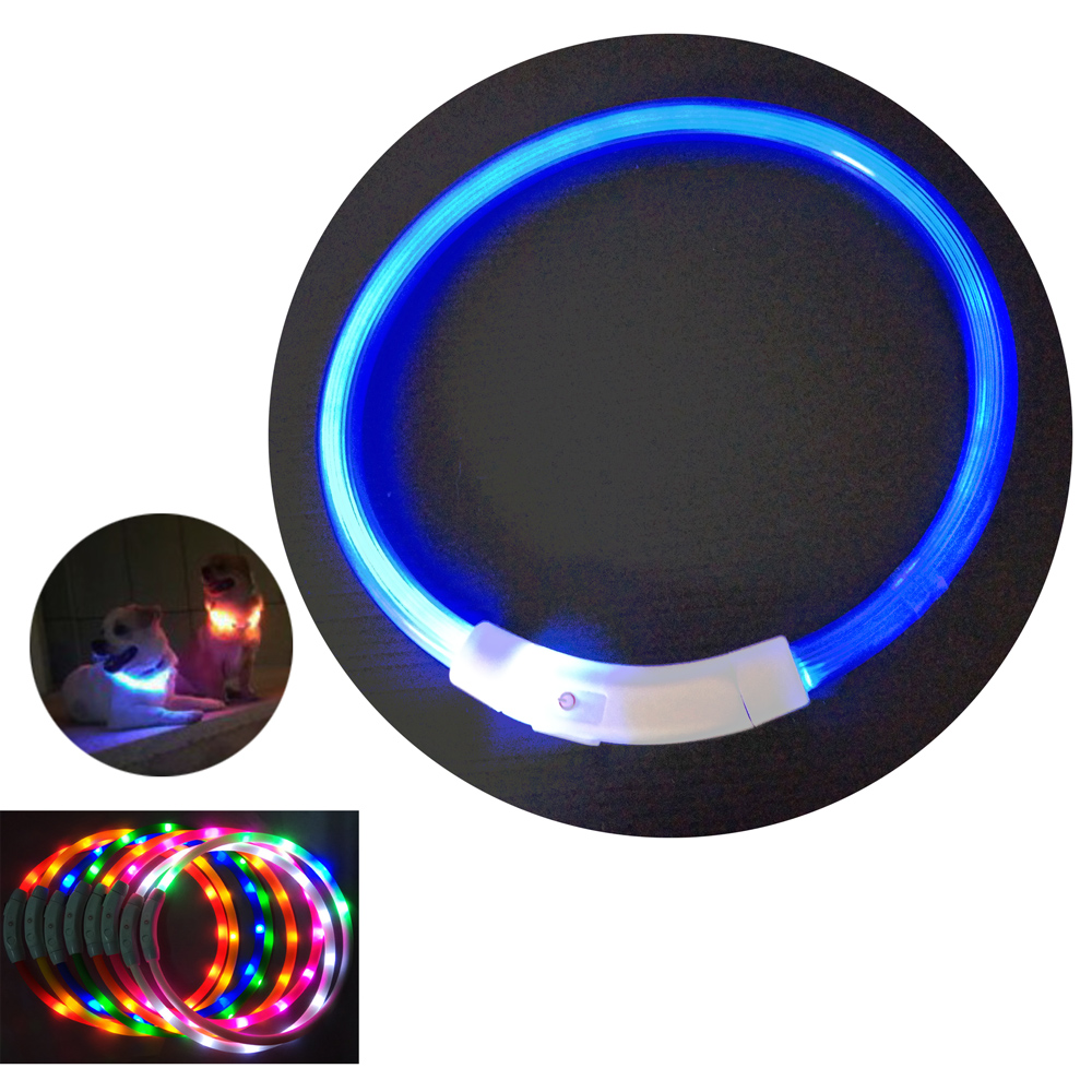 摩達客 LED寵物發光項圈(USB充電式 / 圓周70CM長/藍色光纖款)
