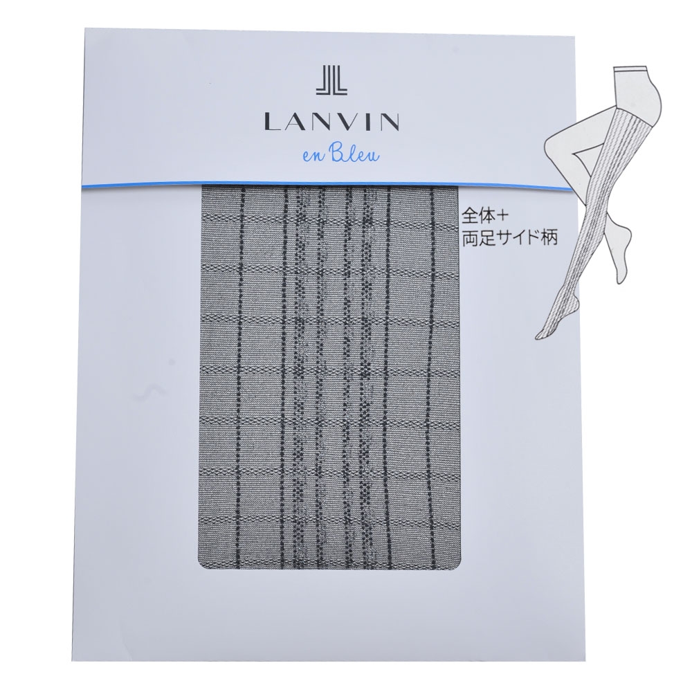 LANVIN en Bleu 優雅格紋銀聰花紋褲襪(黑色系)