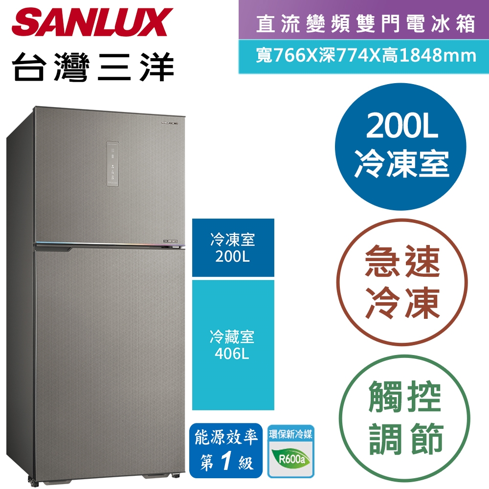 SANLUX台灣三洋 606L 大冷凍庫變頻雙門電冰箱 SR-V610B