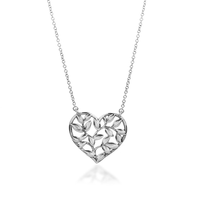 二手品 Tiffany&Co.橄欖葉愛心造型925純銀項鍊