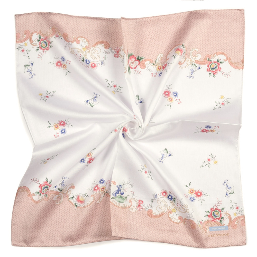 WEDGWOOD 洛可可花系列純綿帕巾領巾-粉色
