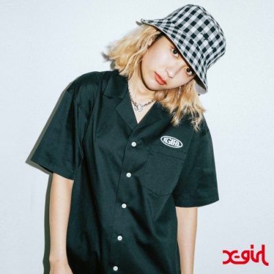 X-girl WARP LG SHIRT DRESS OVERSIZE短袖襯衫-黑