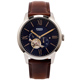 FOSSIL 簍空設計款機械手錶(ME3110)-藍色面x咖啡色/44mm product thumbnail 1