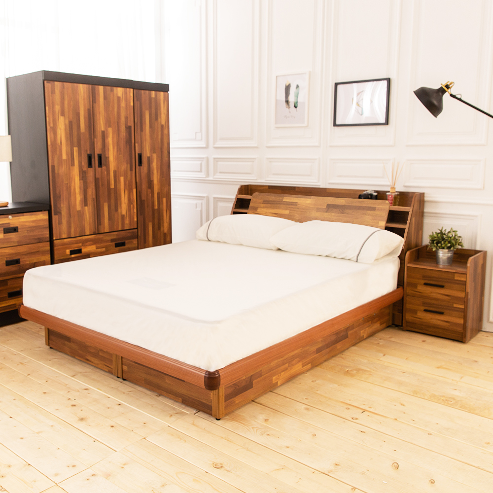 時尚屋 亞維斯5尺床箱型3件房間組-床箱+後掀床+床頭櫃2個 (不含床墊)