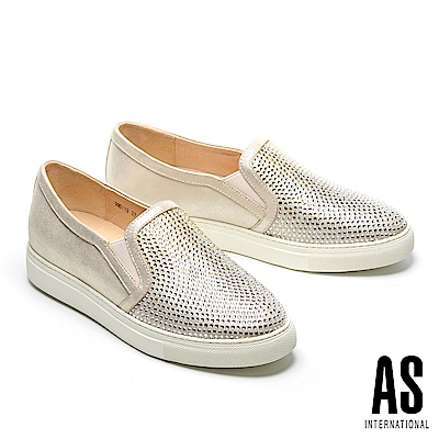 休閒鞋 AS 經典異材質拼接漸層排鑽厚底休閒鞋－金