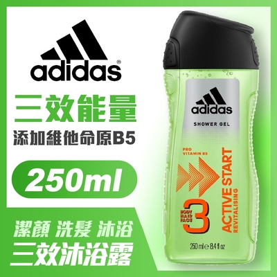 adidas愛迪達 男用三效能量潔顏洗髮沐浴露250ml