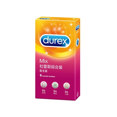 Durex杜蕾斯 綜合裝保險套-超薄x2+螺紋2+凸點x2 6片(快速到貨)